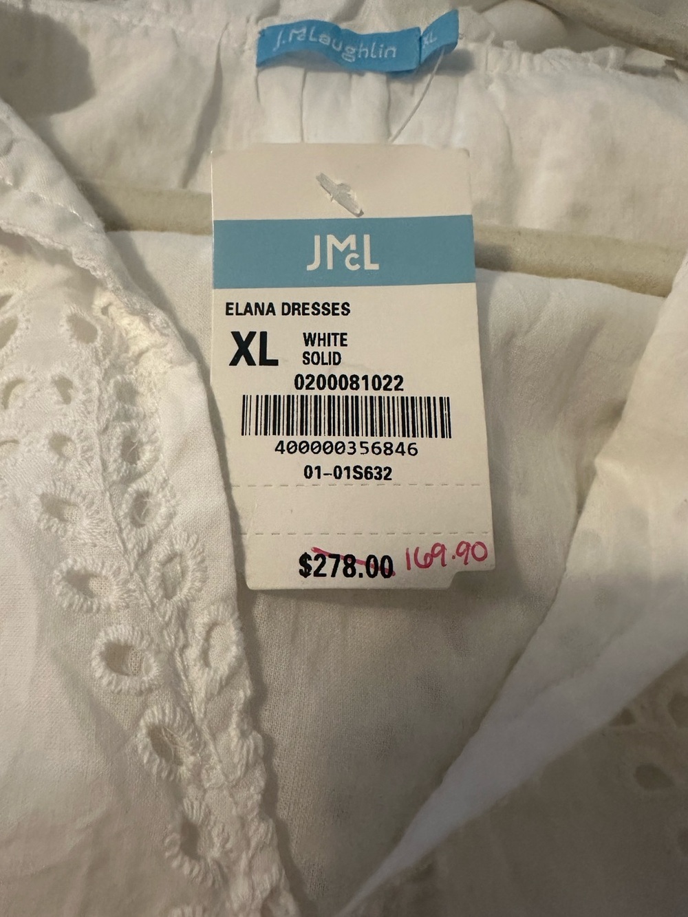 New J. McLaughlin Feminine Elena White Eyelet Maxi Dress Ruffle Sleeves Size XL - Picture 10 of 15